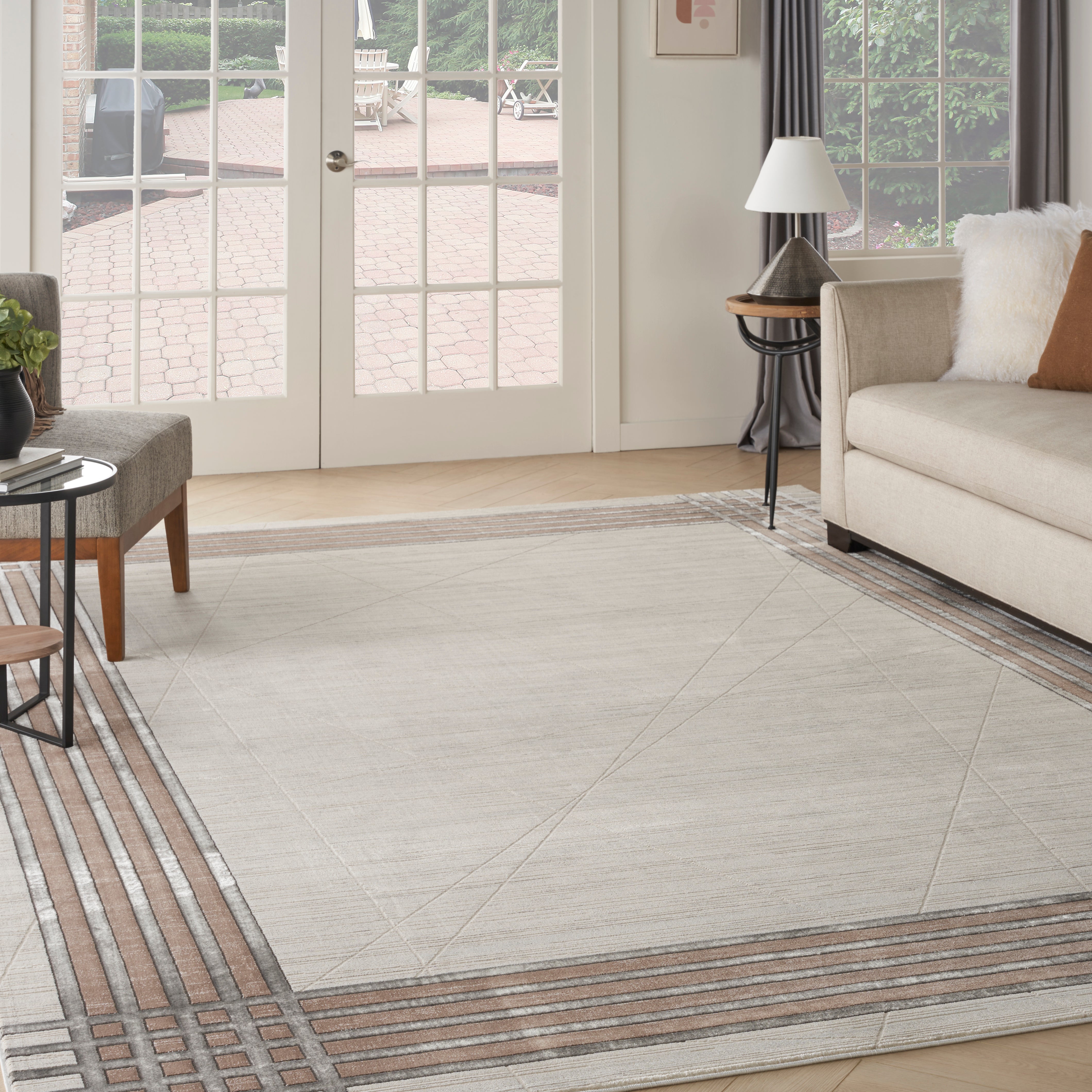 Nourison Desire DSR01 Ivory/Silver Brown Large Rectangle Rug